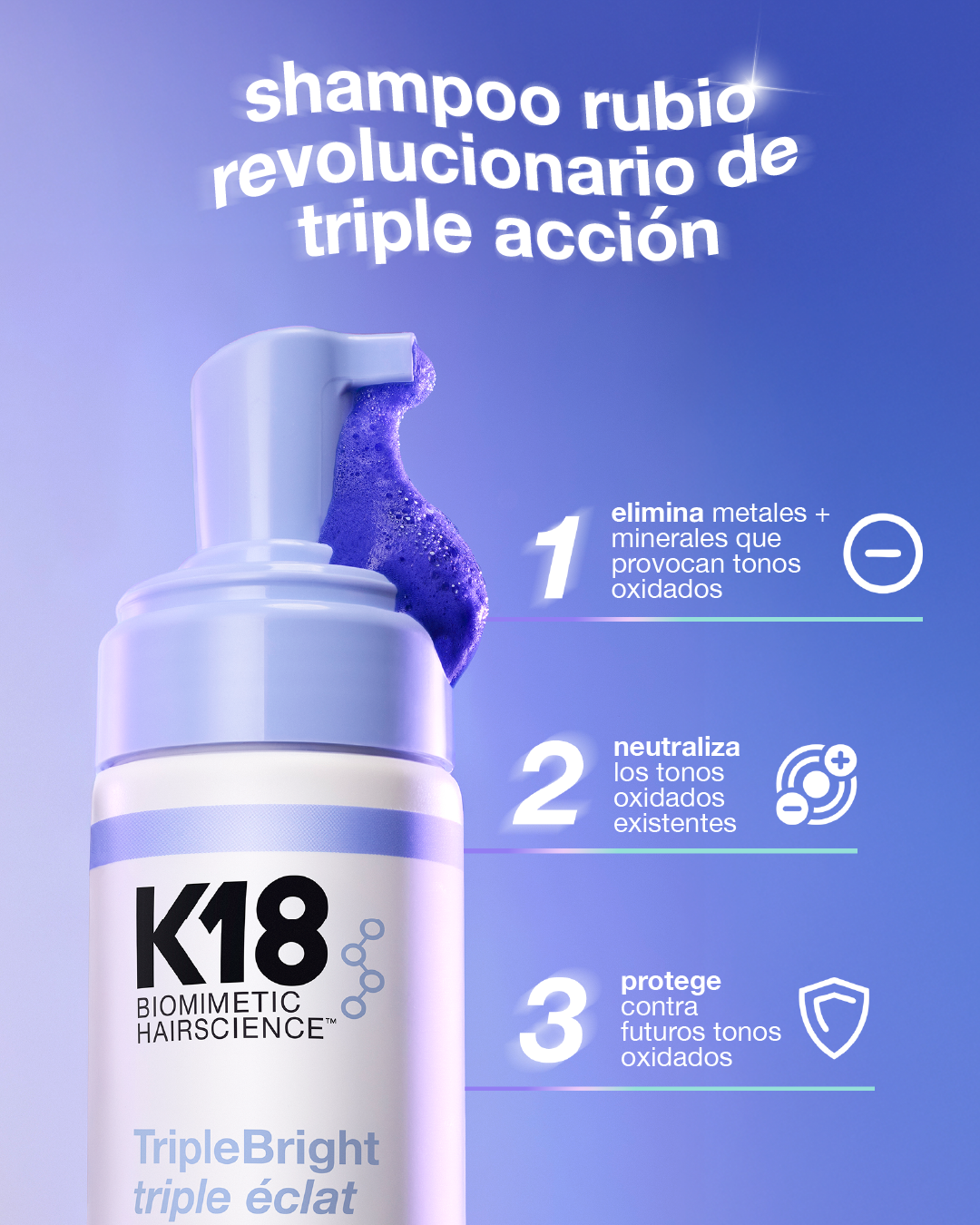 TripleBright™ shampoo violeta con defensa antioxidante